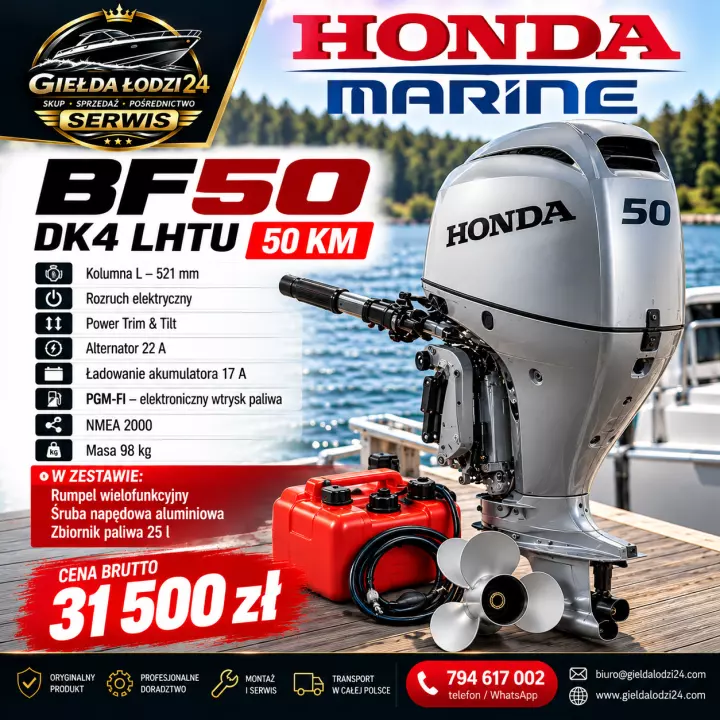 HONDA BF50 DK4 LHTU – 50 KM | FABRYCZNIE NOWY | BOGATY ZESTAW