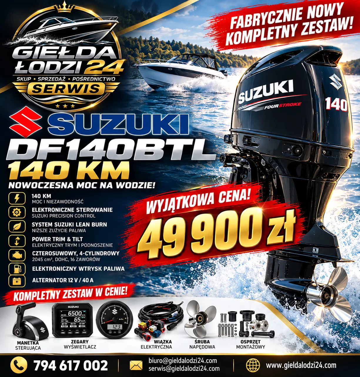 SUZUKI DF140BTL – 140 KM | FABRYCZNIE NOWY | KOMPLETNY ZESTAW, zdjęcie 1