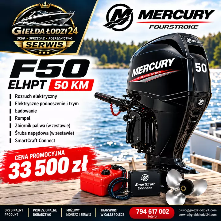 FABRYCZNIE NOWY MERCURY F50 ELHPT – 50 KM W PROMOCYJNEJ CENIE!